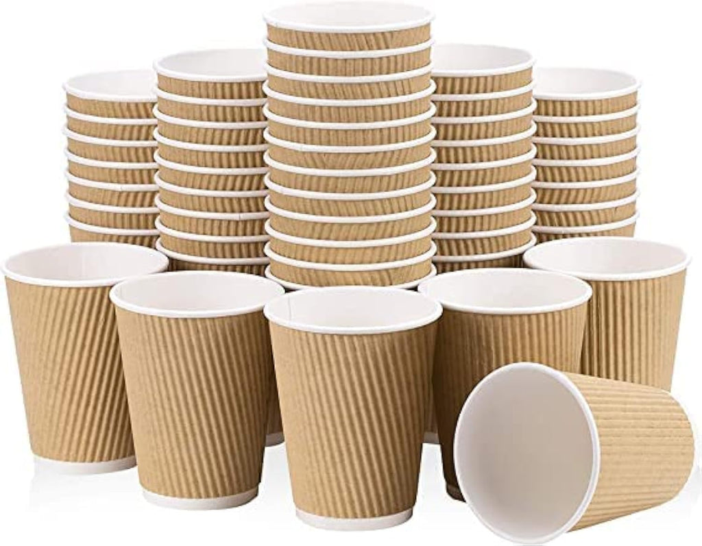 MARKQ Brown Disposable Insulated Coffee Cups Hot Beverage