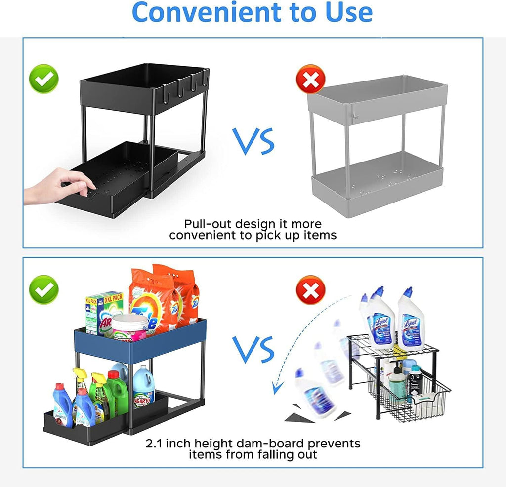 Under Sink Shelf Storage Organiser with Sliding Drawer