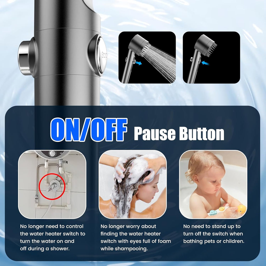 Filtered Shower Head with Handheld High Pressure Water Flow