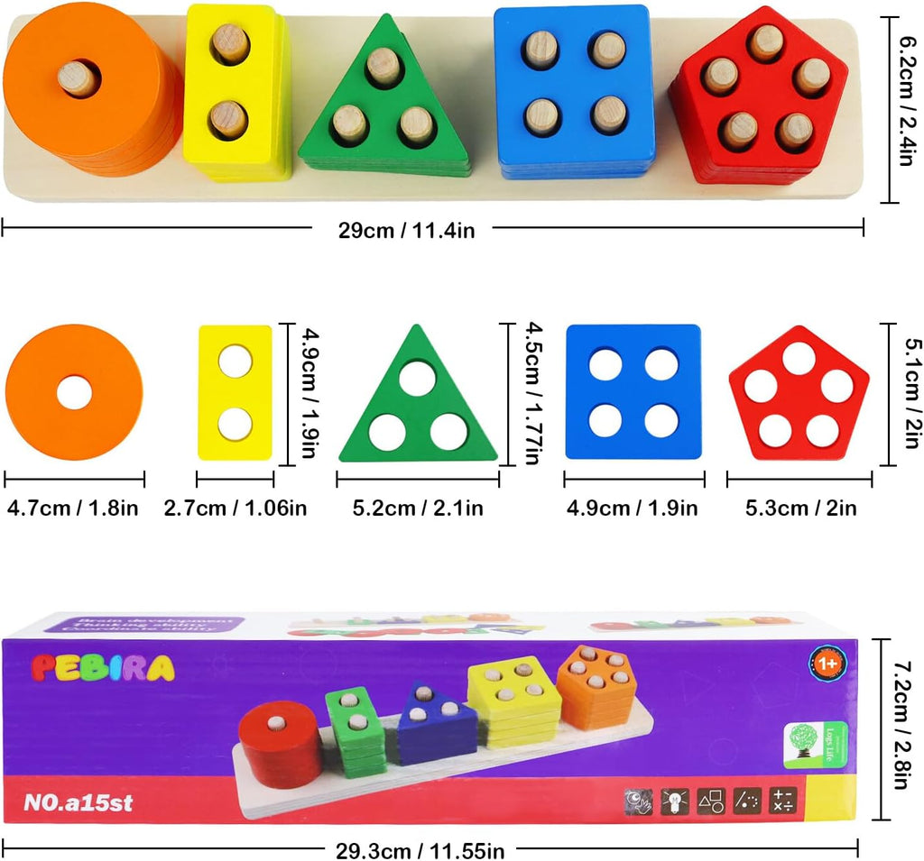 Montessori Wooden Sorting Stacking Toys for Toddlers Kids Educational