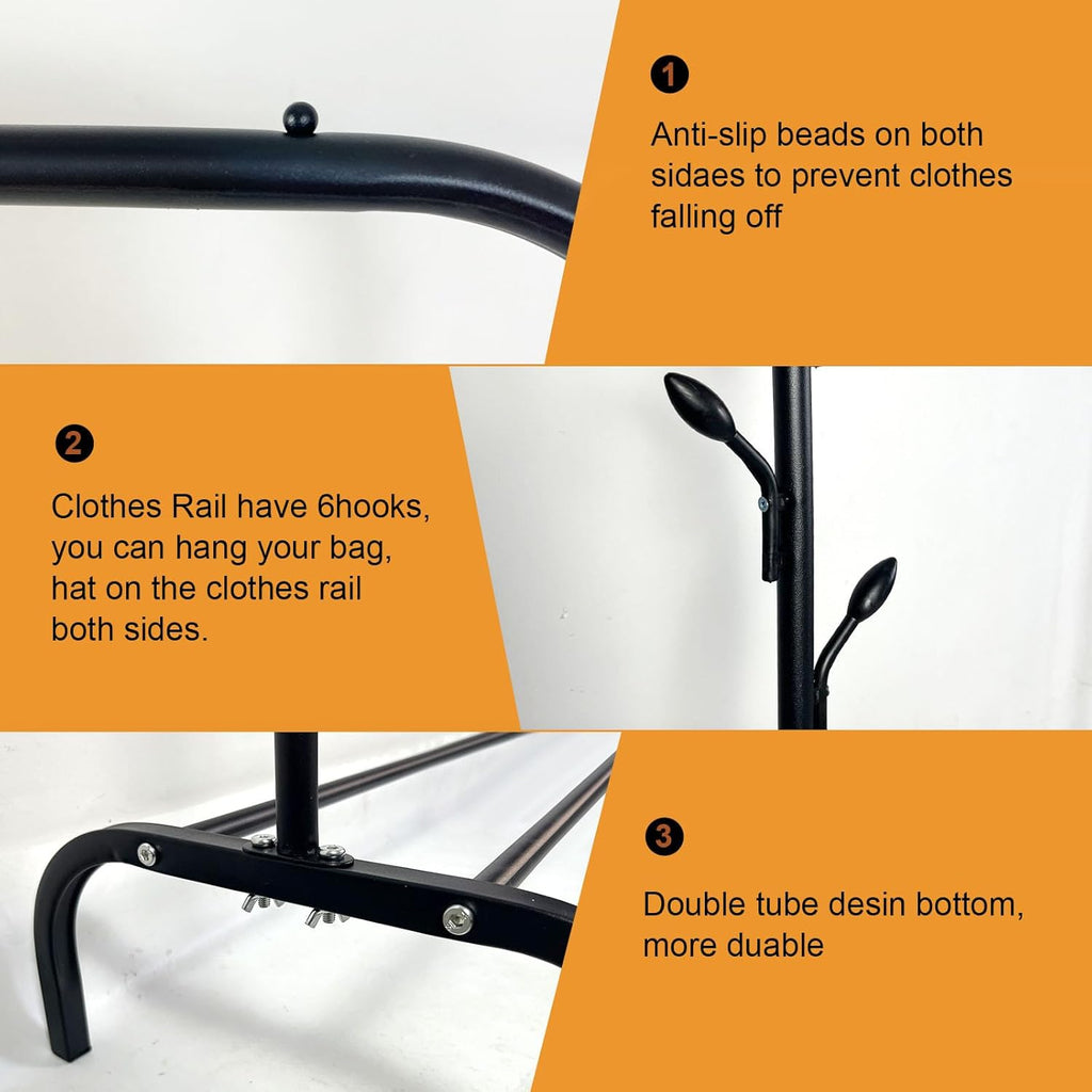 Multipurpose Clothing Garment Rack with Shelves and Storage