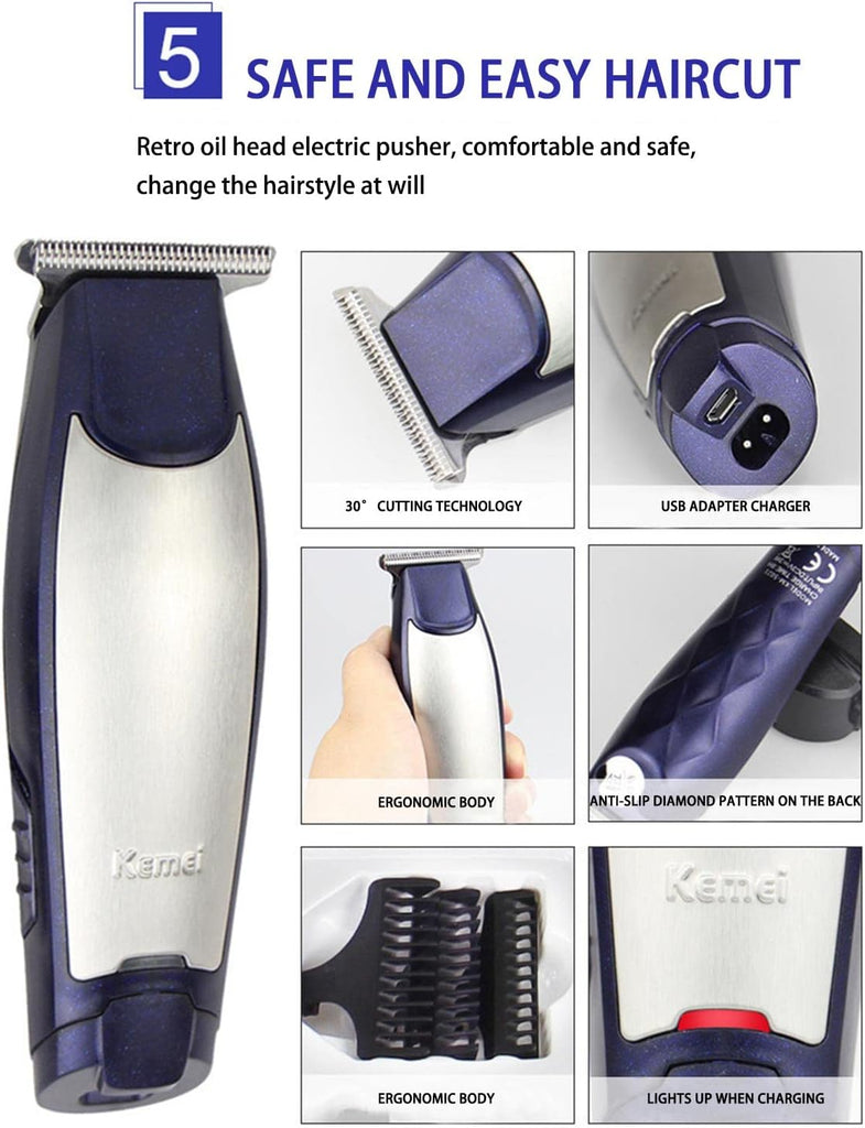 KEMEI Men's Self Cut Hair Trimmer Waterproof Cordless