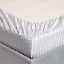 Load image into Gallery viewer, Microfiber Stripe Fitted Sheet with Pillowcase Set White