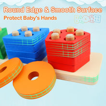 Load image into Gallery viewer, Montessori Wooden Sorting Stacking Toys for Toddlers Kids Educational