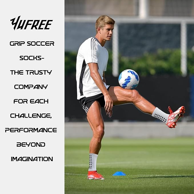 Yufree Mens Soccer Socks Anti Slip Grip Pads Football Basketball Sports
