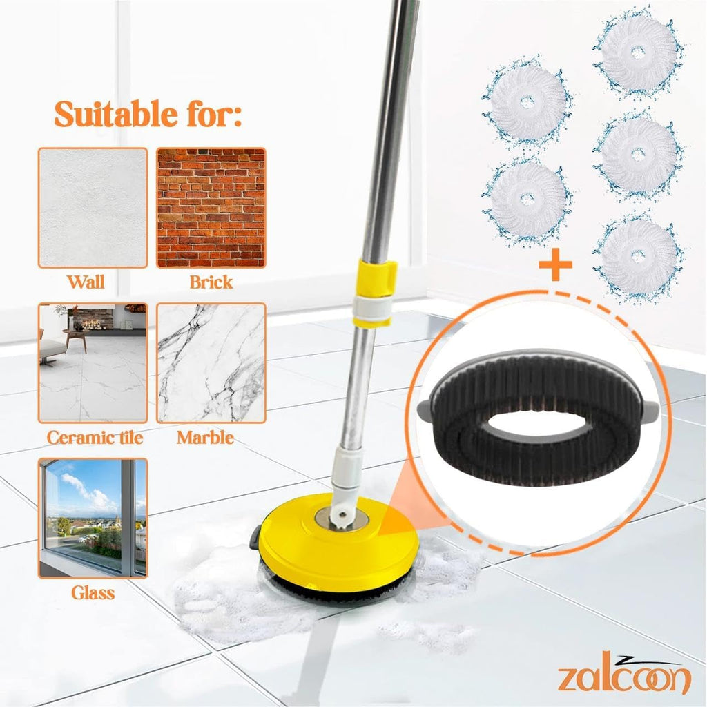 Zalcoon Spin Mop and Bucket with Wringer Set Stainless Handle