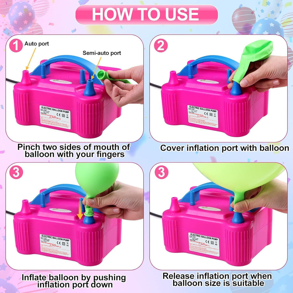 Electric Air Balloon Pump Set Dual Nozzle Balloon Inflator
