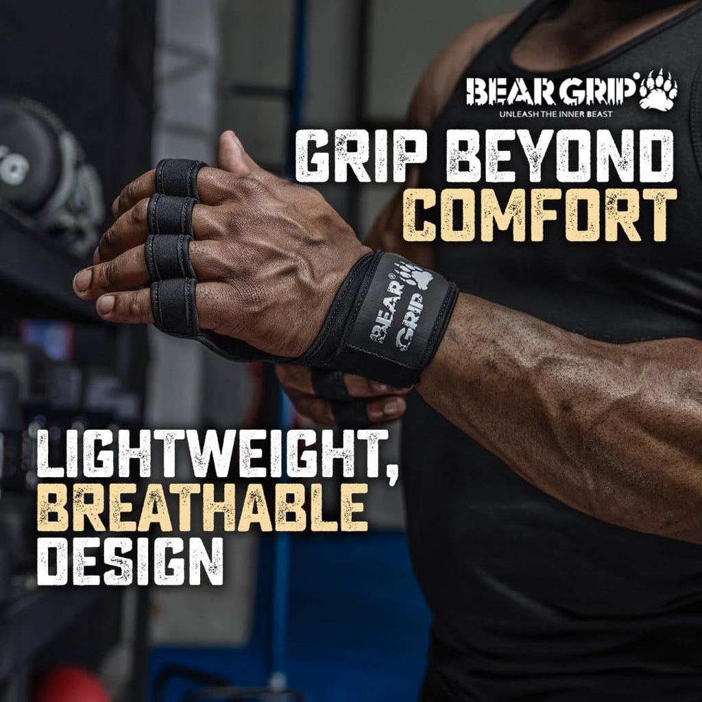 BEAR GRIP Open Workout Gloves for Crossfit Bodybuilding
