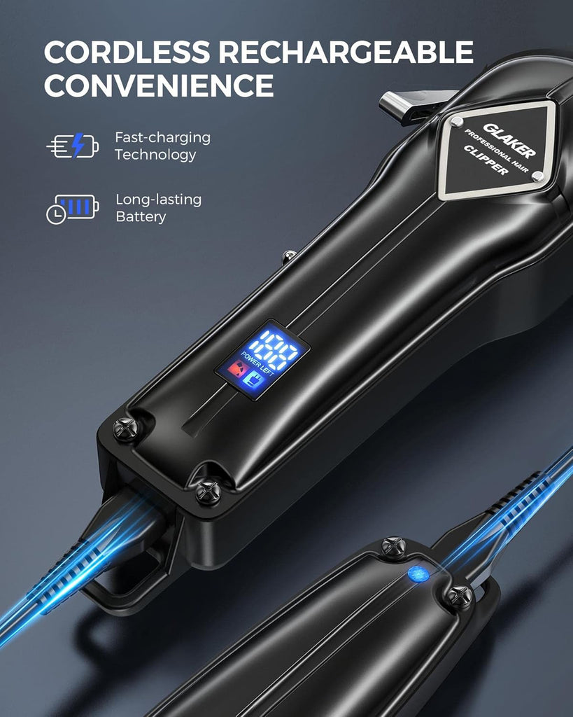 GLAKER Hair Clippers for Men Professional Cordless Trimmers Set Barber Kit
