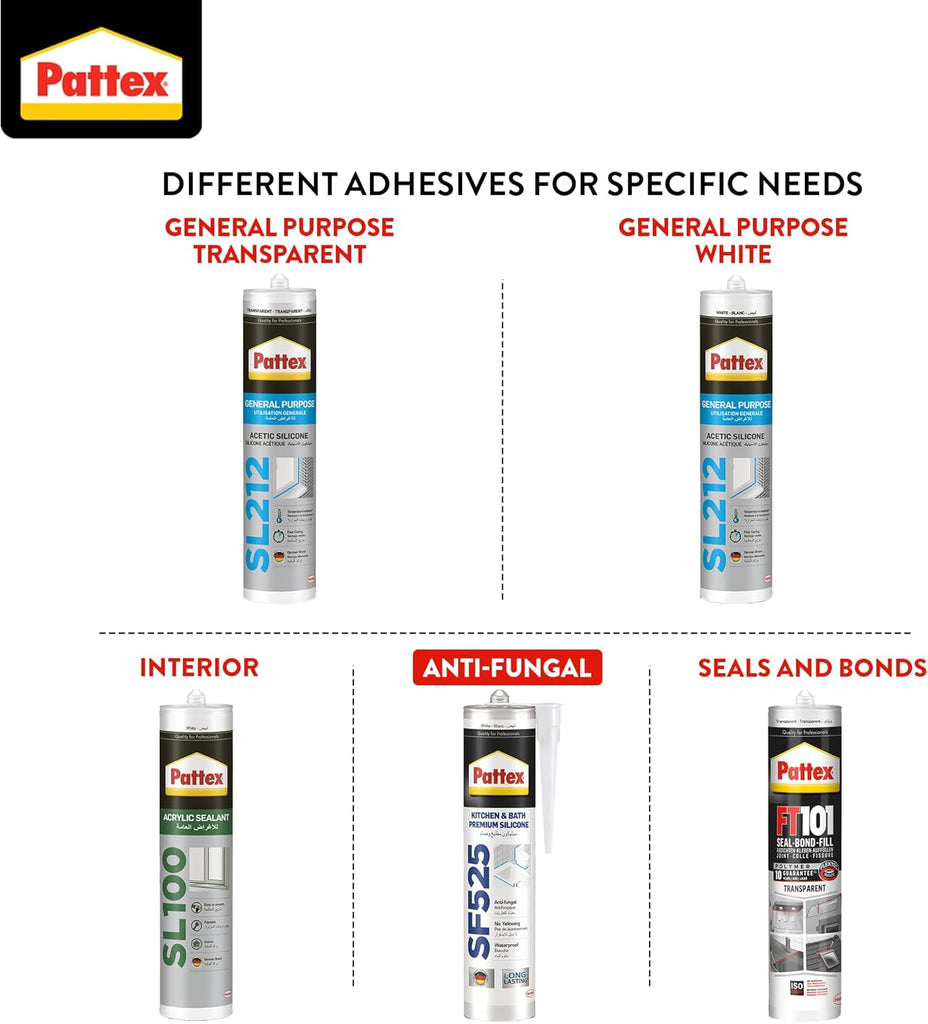 Pattex Sf525 Premium Silicone Sealant Mould Resistant