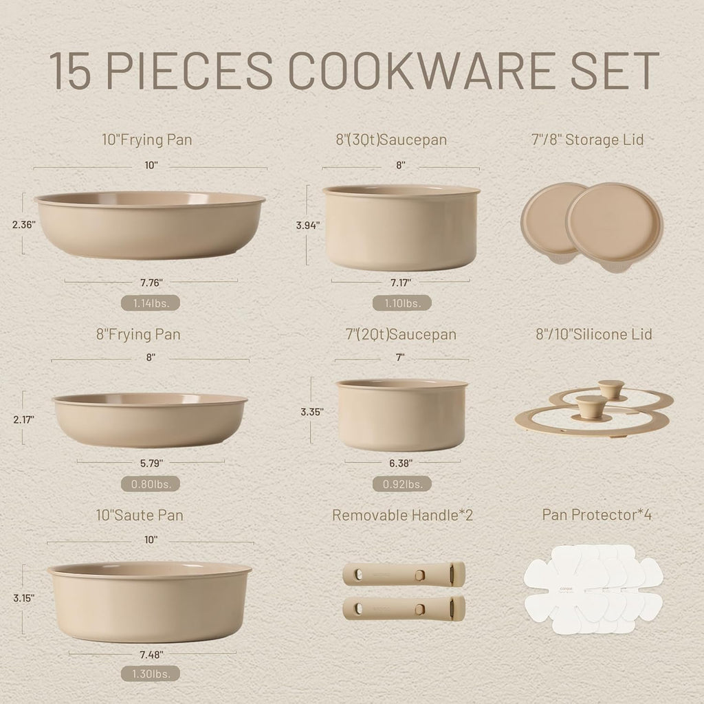 CAROTE Ceramic Cookware Set Non Stick Healthy Cooking Pot