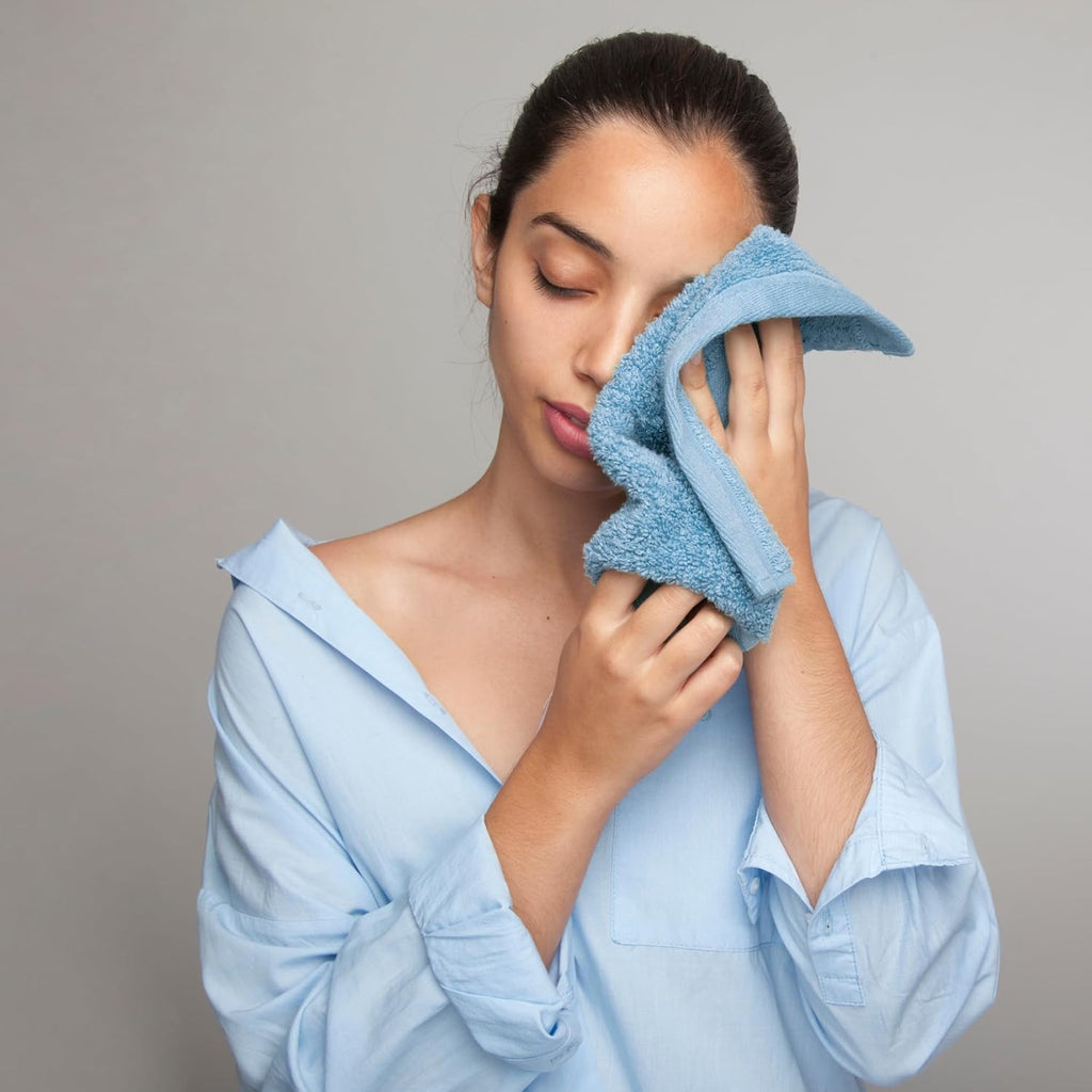 Premium White Wash Cloths and Face Towels Set Cotton