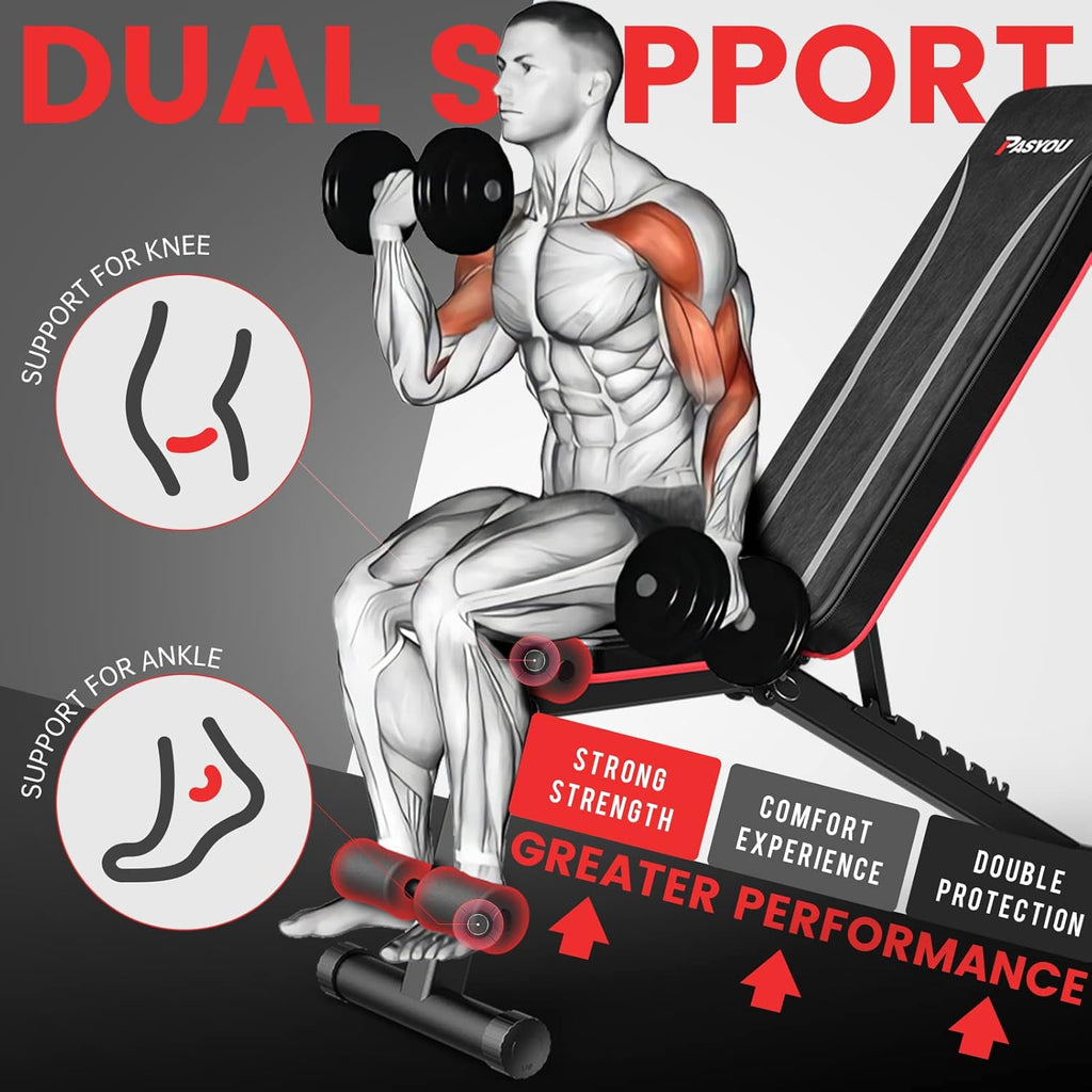 Adjustable Weight Bench Full Body Workout Strength Training Foldable Bench