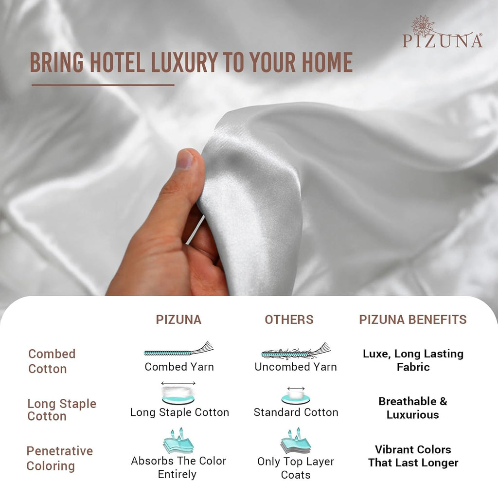 Pizuna Pure Combed Cotton King Fitted Sheet White