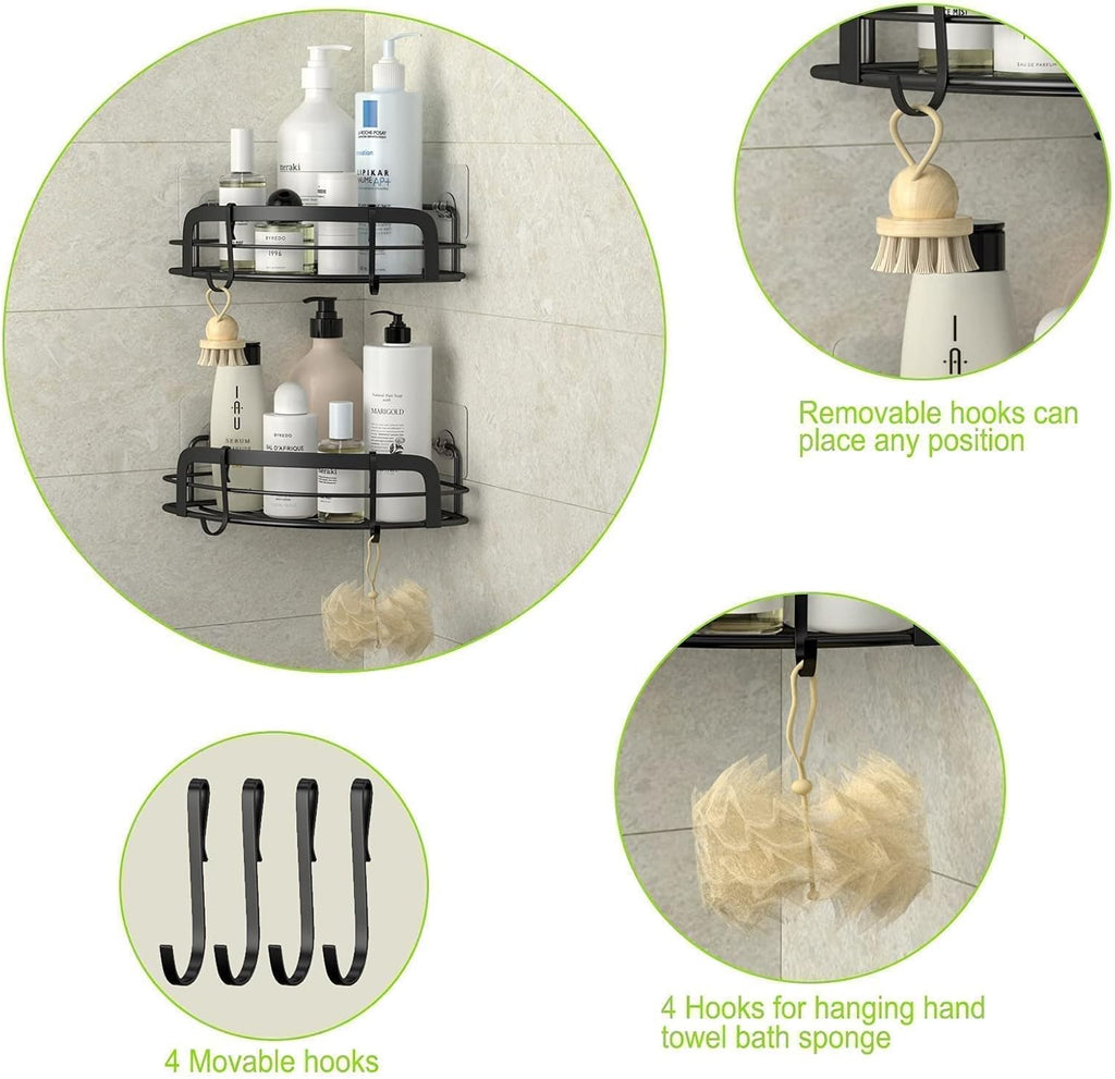Black Corner Shower Caddy Stainless Steel Shower Wall