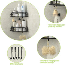 Load image into Gallery viewer, Black Corner Shower Caddy Stainless Steel Shower Wall