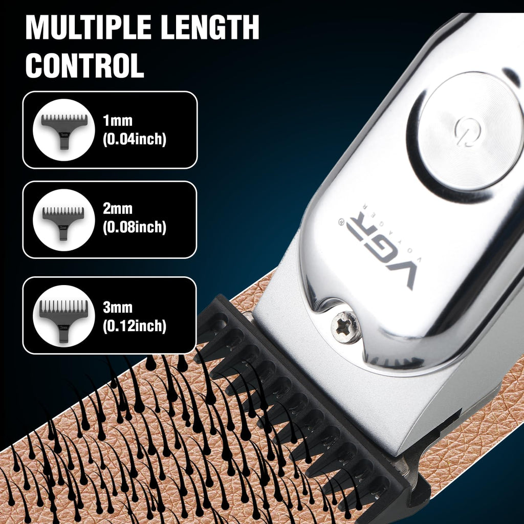 VGR Mens Cordless Hair Clipper Trimmer with Combs Silver