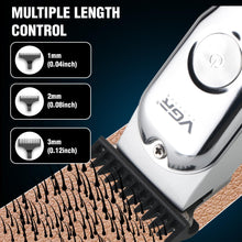 Load image into Gallery viewer, VGR Mens Cordless Hair Clipper Trimmer with Combs Silver