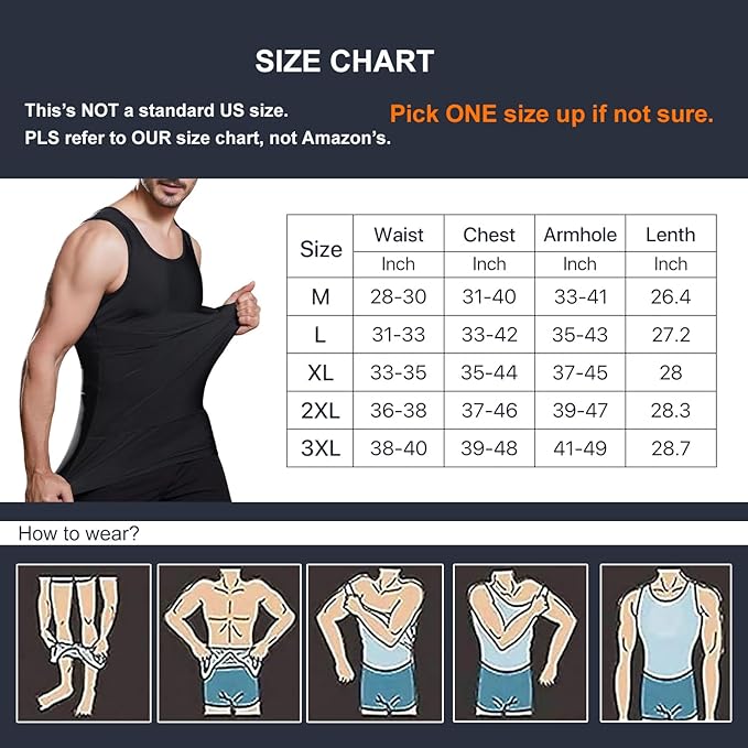 Mens Slimming Body Shaper Vest Compression Tank Top
