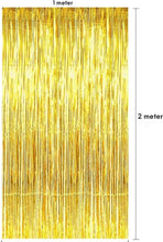 Load image into Gallery viewer, Gold Foil Fringe Curtain Metallic Tinsel Streamers