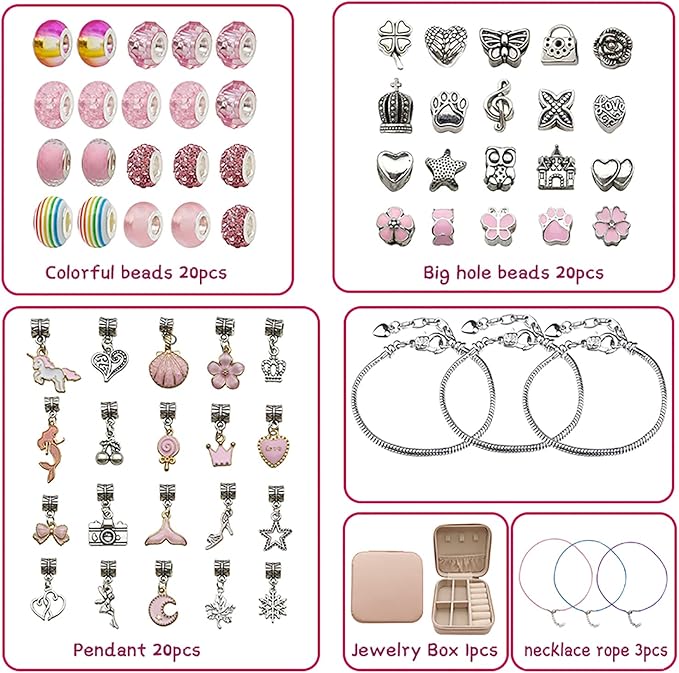 Bracelet Making Kit for Girls with Jewelry Box and Charms