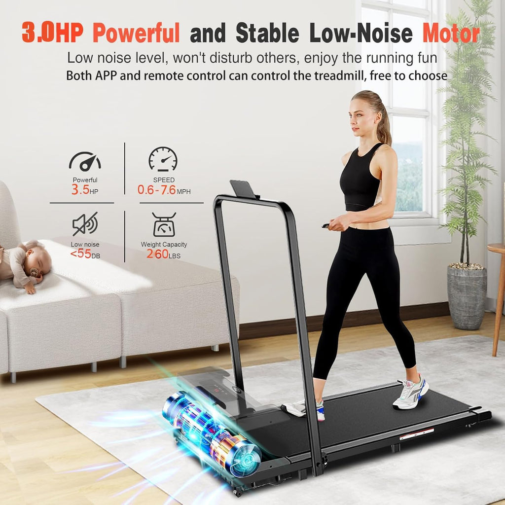 BEAPHIE 2 in1 Foldable Under Desk Treadmill Walking Pad