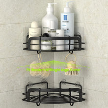 Load image into Gallery viewer, Black Corner Shower Caddy Stainless Steel Shower Wall