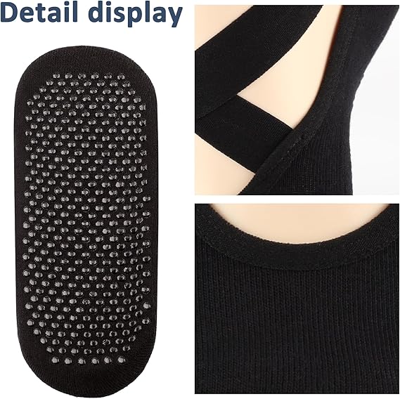 Grip Pilates Socks Straps Cushion Yoga Socks for Women Non Slip