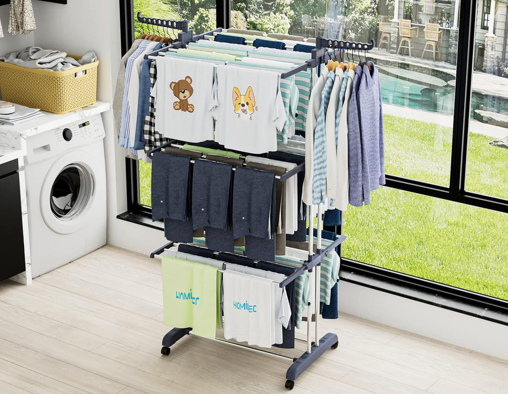 HOMIDEC Clothes Drying Rack Oversized Foldable Stainless Steel