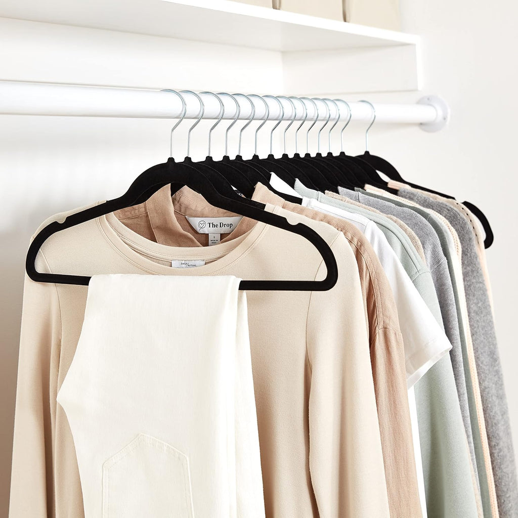 Amazon Basics Velvet Non Slip Suit Hangers Pack Black Silver