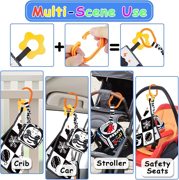 KUANGO High Contrast Baby Toys Newborn to Months Montessori Soft Book