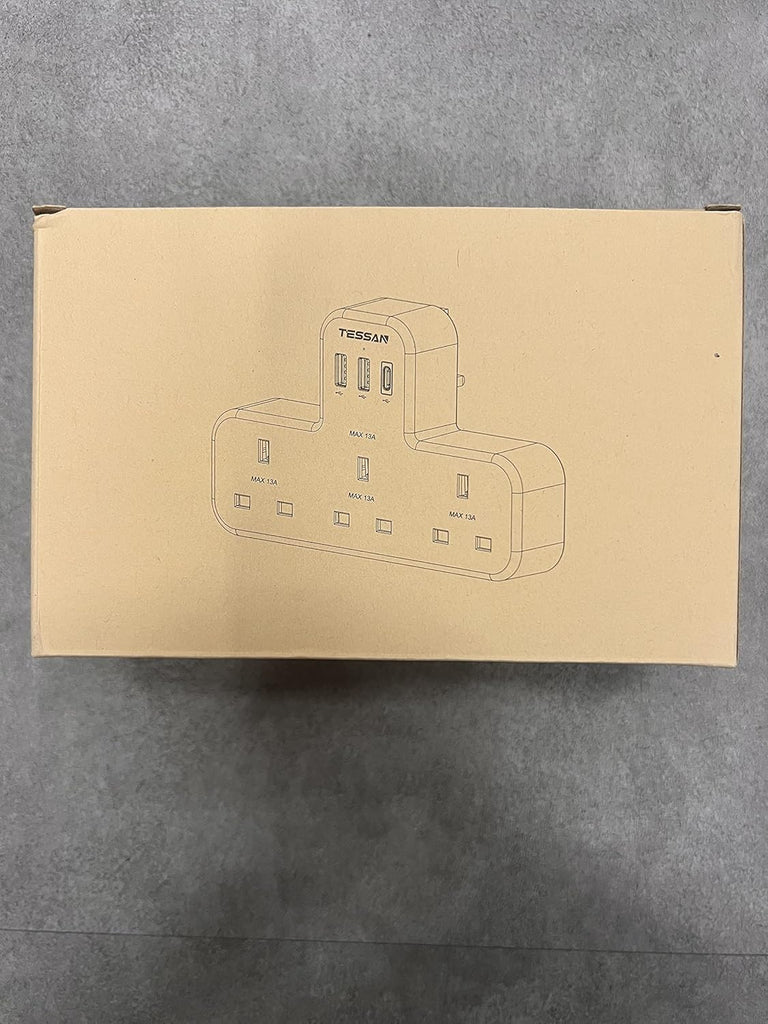 6 in 1 Power Strip Extension Plug with USB C Charger