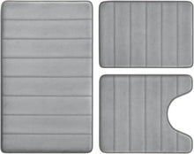 Load image into Gallery viewer, Bathroom Rug Set Memory Foam Non Slip Absorbent Machine Washable Grey