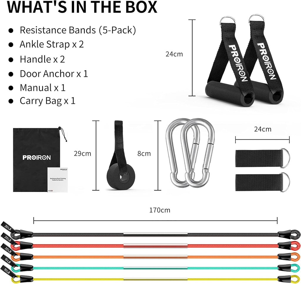 PROIRON Resistance Bands Set with Handles and Accessories