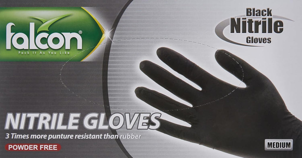 Falcon Nitrile Gloves Powder Free Medium Black