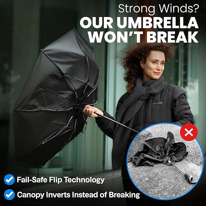 Compact Travel Umbrella Pocket Portable Folding Windproof Mini