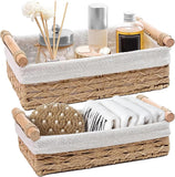 Westhood Rectangle Woven Home Storage Baskets with Liner