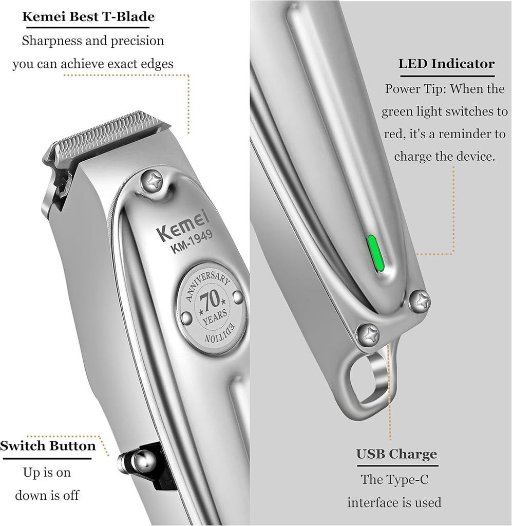Kemei Professional Hair Clippers Beard Trimmer Cordless