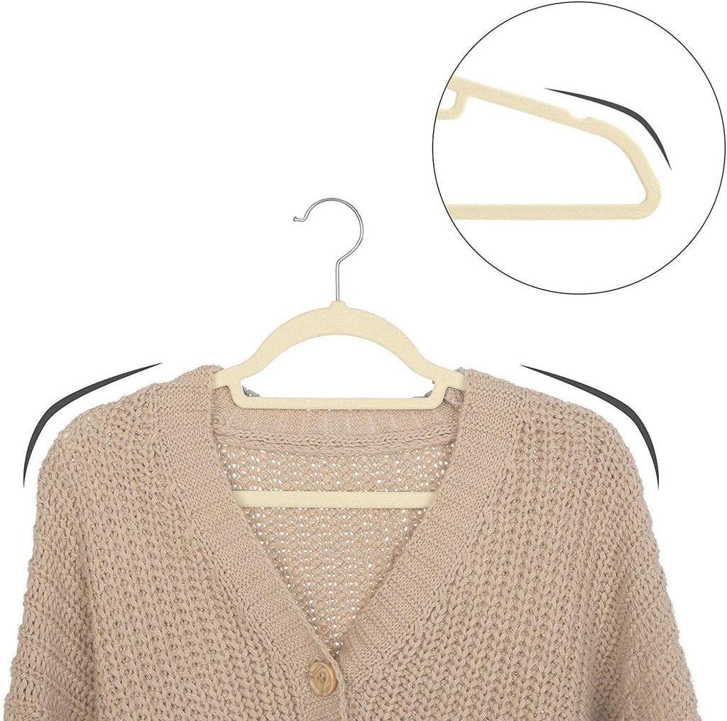 Red Dot Gift Beige Non Slip Velvet Hangers With Rotatable Hook
