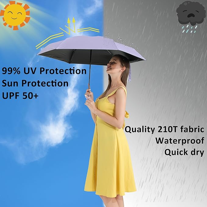 Mini Travel Umbrella With Case Small Compact UV Protection