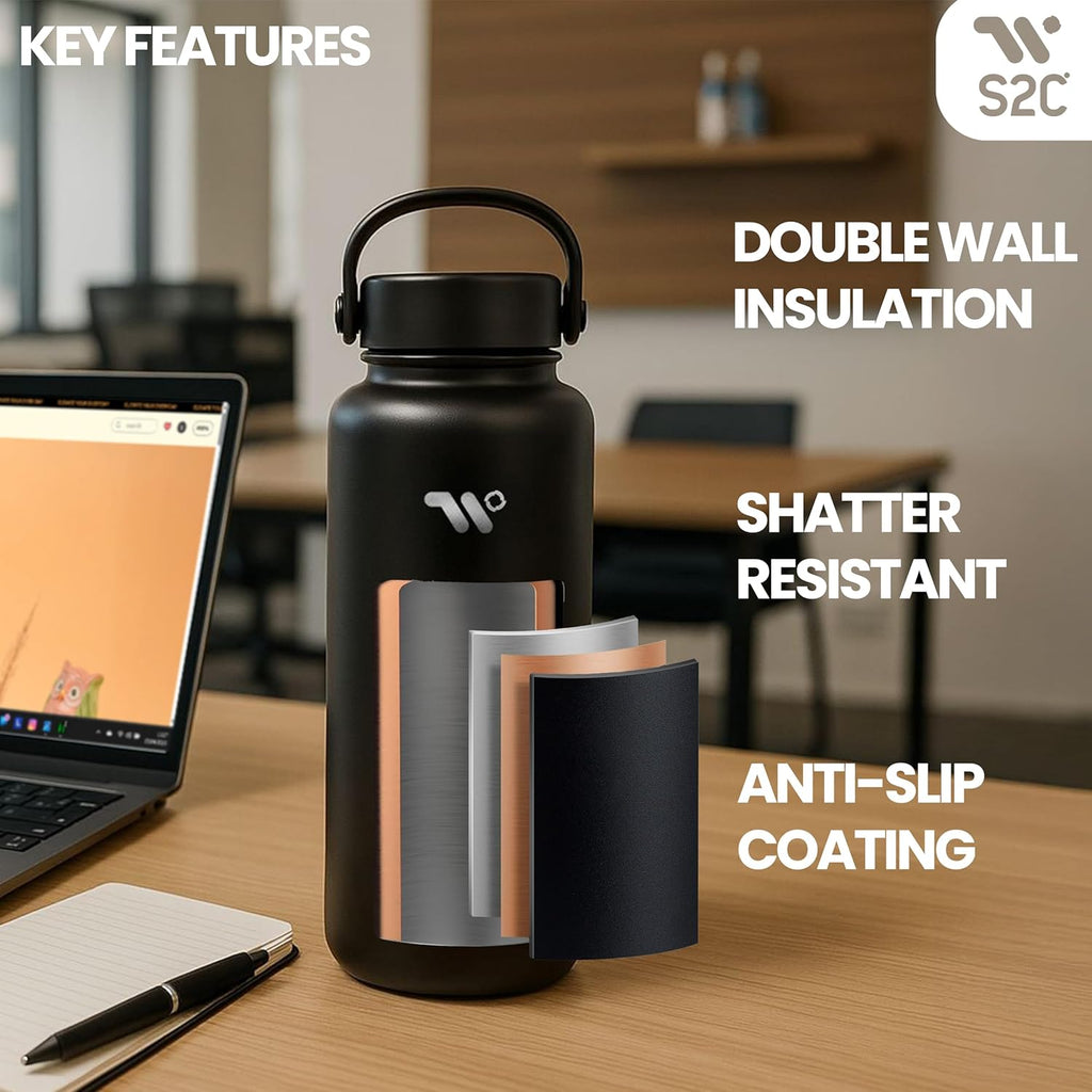 S2C Insulated Water Bottle Double Wall Stainless Steel