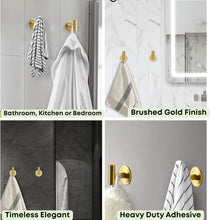 Load image into Gallery viewer, Gold Self Adhesive Towel Hook and Wall Mount Hooks