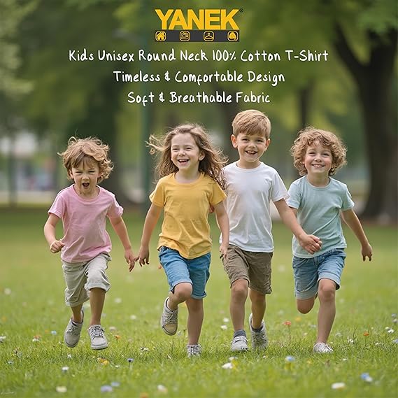 Cotton Short Sleeve Versatile Round Neck Tshirt for Boys Girls