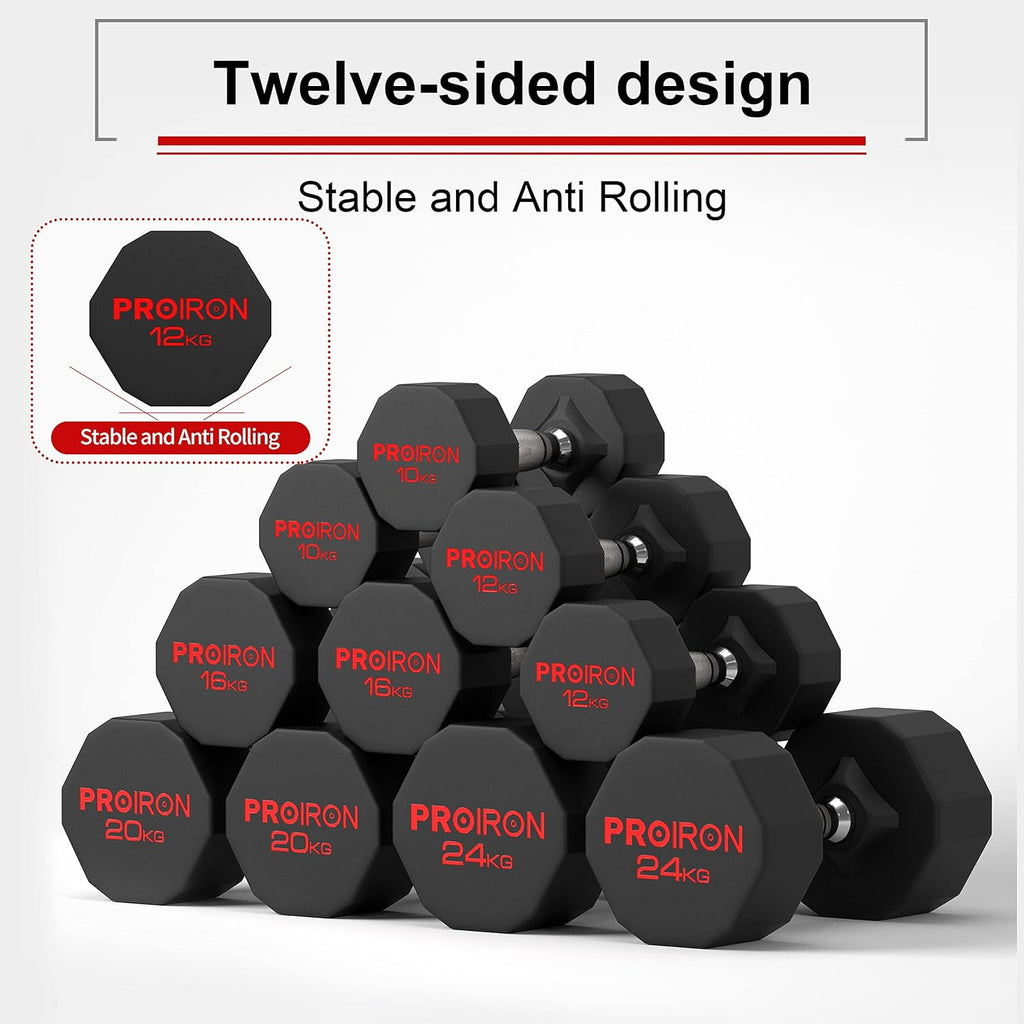 Rubber Dumbbells Steel Weights Set Home Gym Fitness Training