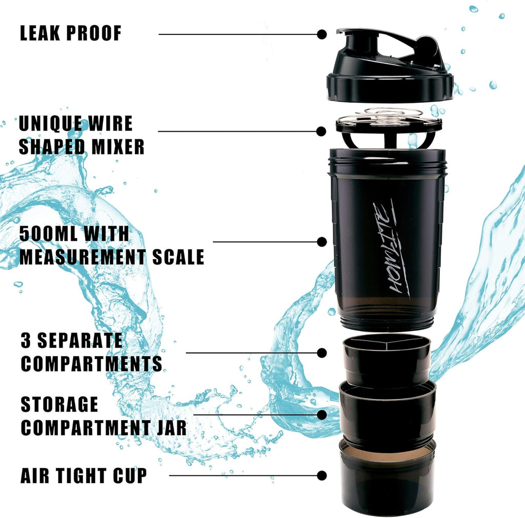 HOMLITE Protein Shaker Bottle Non Slip Leak Proof