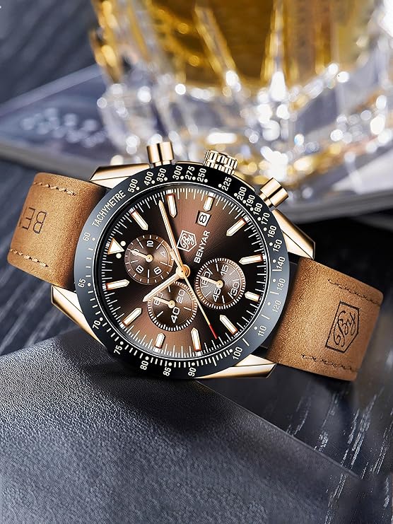 Mens Watch 100M Waterproof Chronograph Date Quartz Movement