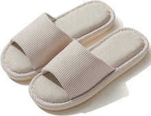Load image into Gallery viewer, Linen Slippers for Women Men Open Toe House Shoes Summer