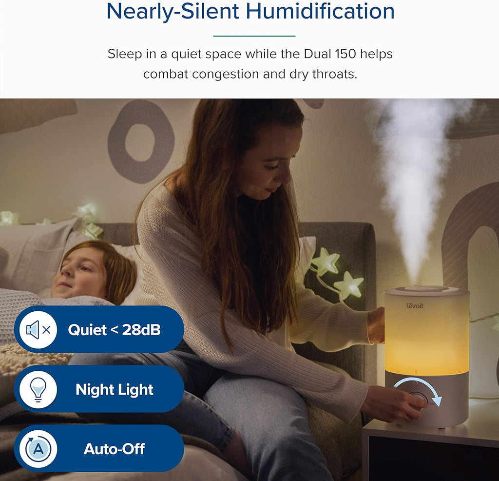 LEVOIT Humidifiers for Bedroom with Night Light Auto Off