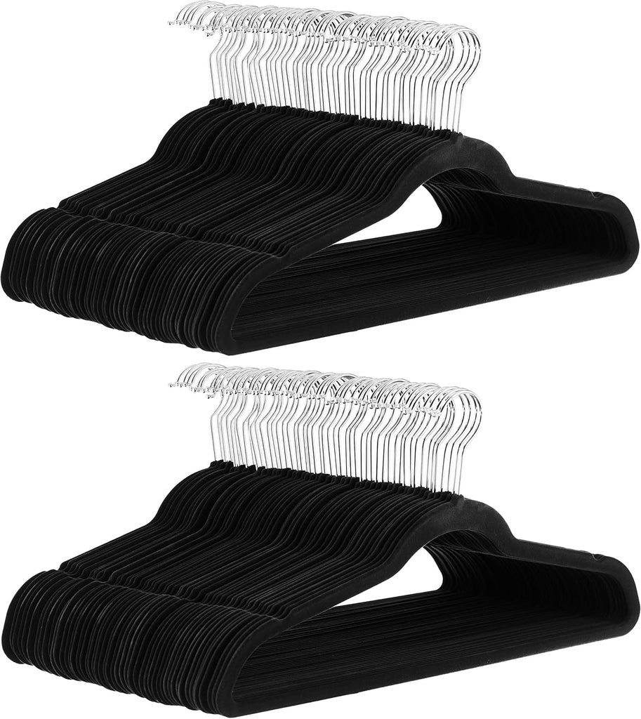Amazon Basics Velvet Non Slip Suit Hangers Pack Black Silver