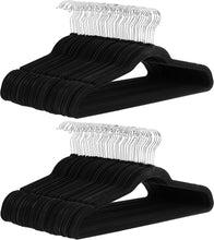 Load image into Gallery viewer, Amazon Basics Velvet Non Slip Suit Hangers Pack Black Silver